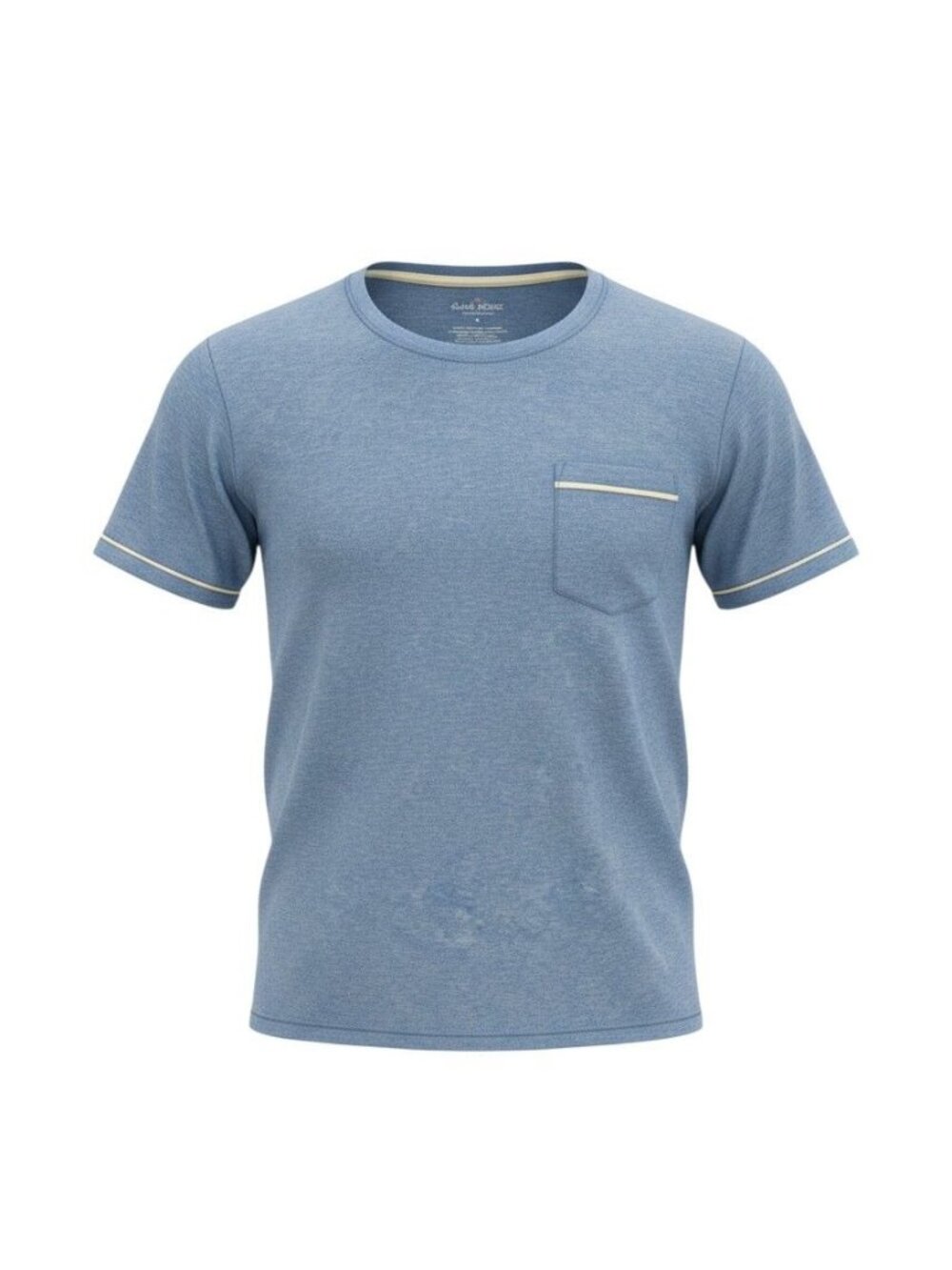 Cuddl Duds Blue Heathered T-Shirt With Trimmed Pocket & Crewneck XL
